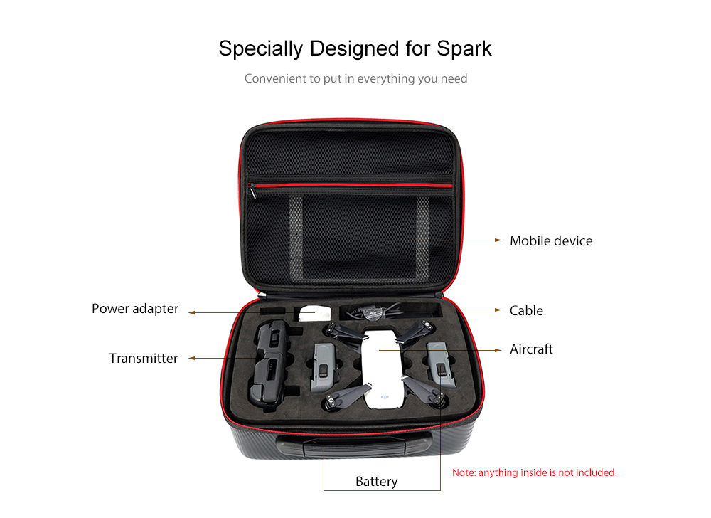 Waterproof PU Leather Drone Case with EVA Foam Protection for DJI Spark