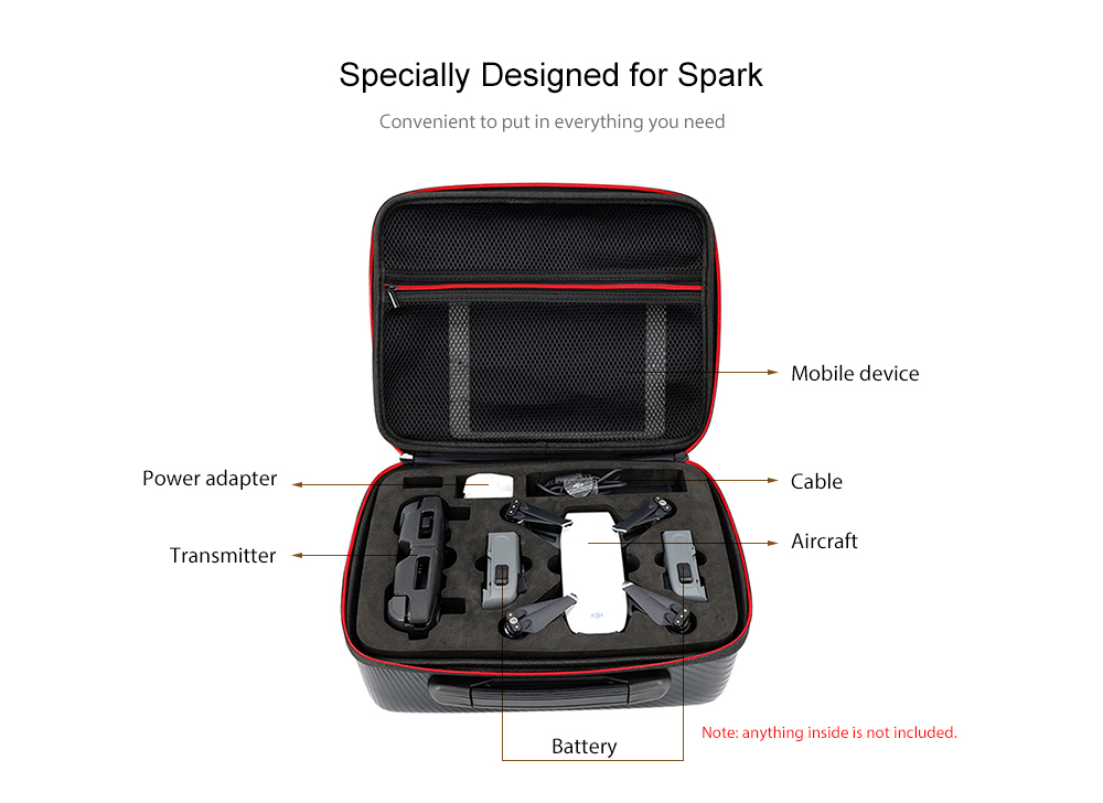 Waterproof PU Leather Drone Case with EVA Foam Protection for DJI Spark Waterproof PU Leather Drone Case with EVA Foam Protection for DJI Spark