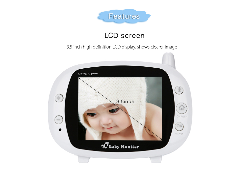 3.5 inch 2.4GHz Wireless TFT LCD Video Baby Monitor with Night Vision