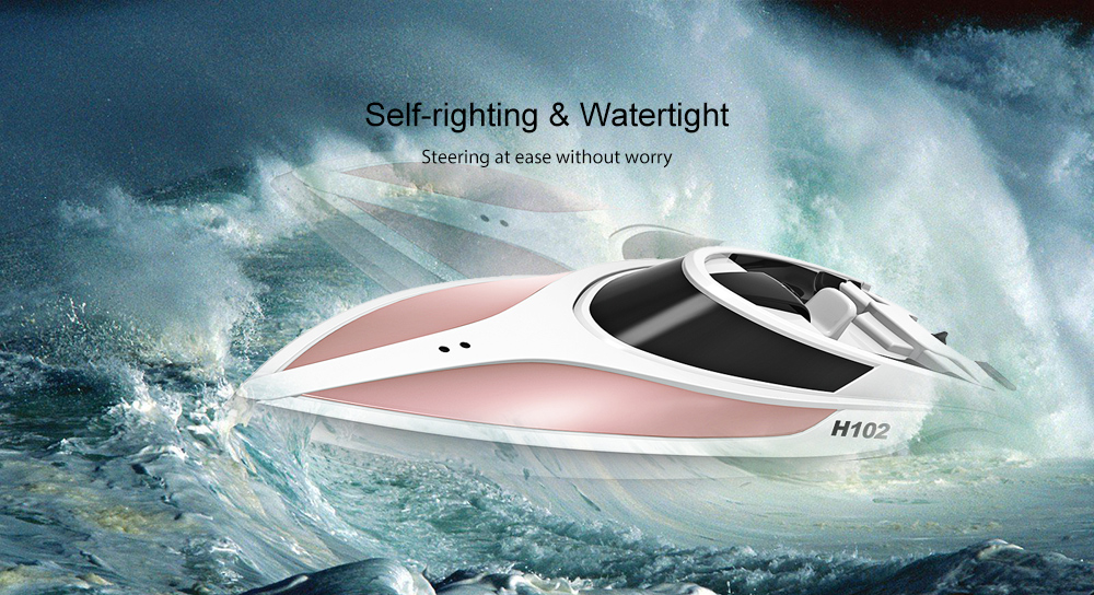 TKKJ H102 Brushed RC Racing Boat RTR 26 - 28km/h / Self-righting Function / 2.4GHz 4CH LCD Screen Transmitter