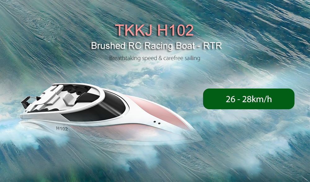 TKKJ H102 Brushed RC Racing Boat RTR 26 - 28km/h / Self-righting Function / 2.4GHz 4CH LCD Screen Transmitter