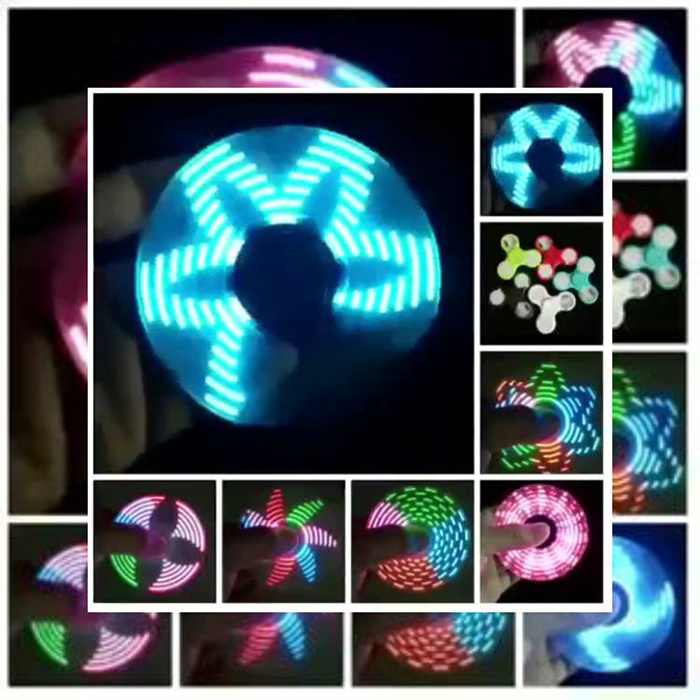 Electroplated Tri-bar Fidget Spinner with 18 Patterns LED Light