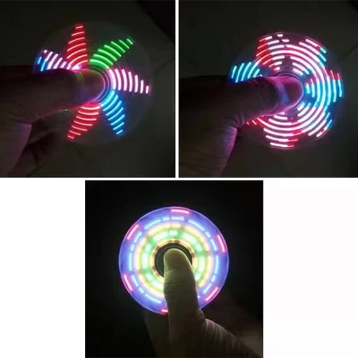 Electroplated Tri-bar Fidget Spinner with 18 Patterns LED Light