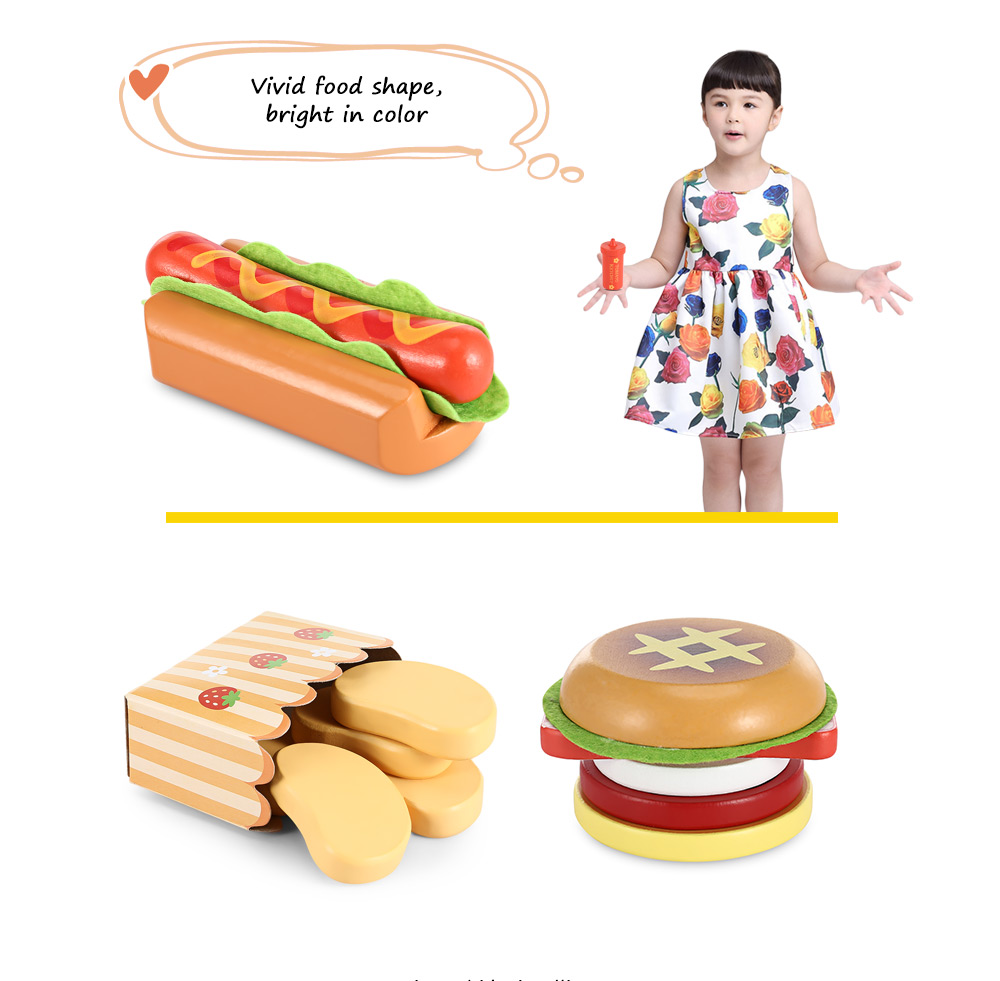 Hamburger Wooden Kitchen Food Set