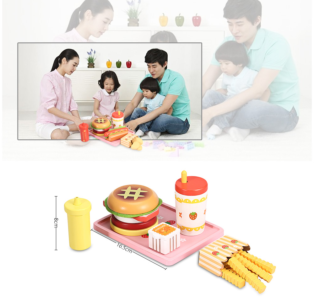 Hamburger Wooden Kitchen Food Set