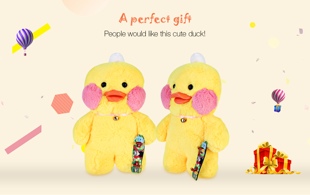 Cafe Mimi Stuffed Cute Duck Plush Doll with Fingerboard Toy Birthday Christmas Gift 30CM