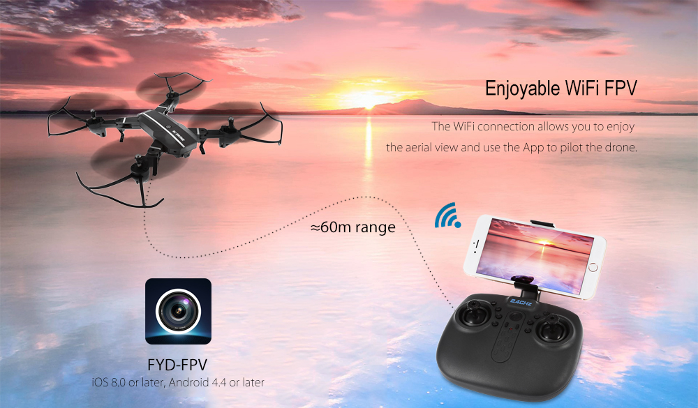 8807HD - G Foldable RC Quadcopter RTF WiFi FPV Camera / G-sensor Mode / Voice Control