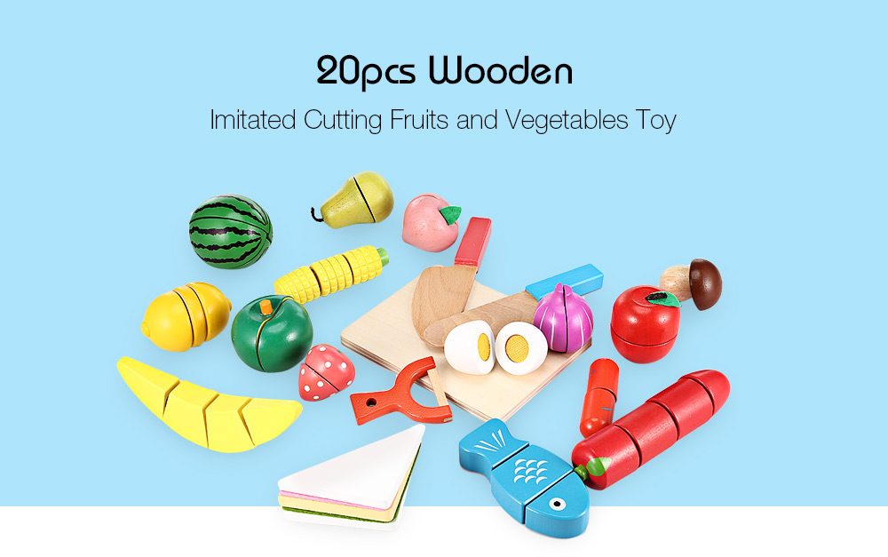 20pcs Wooden Cutting Fruits and Vegetables Toy