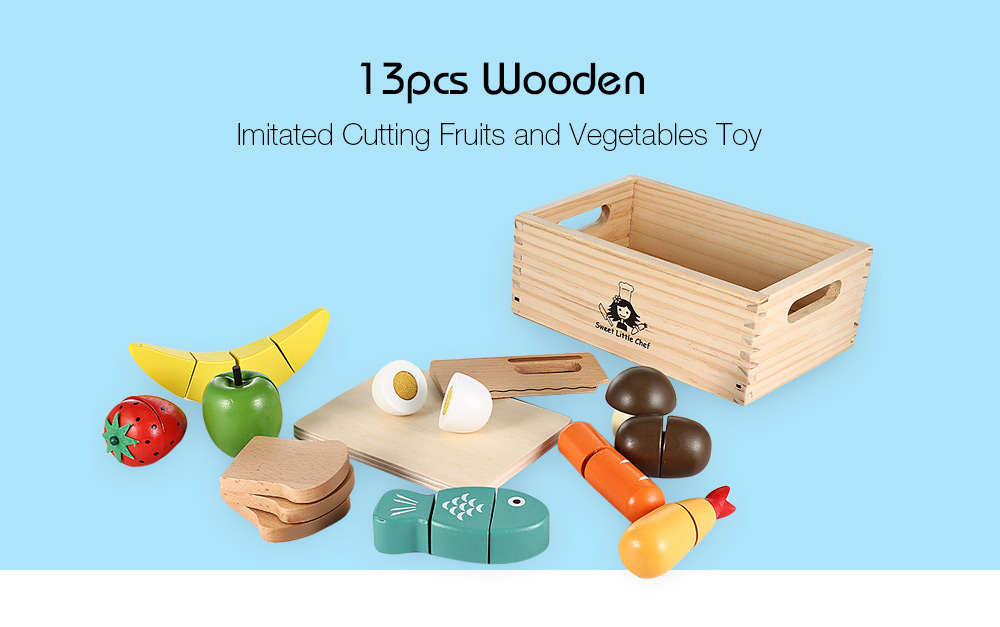 13pcs Wooden Cutting Fruits and Vegetables Toy