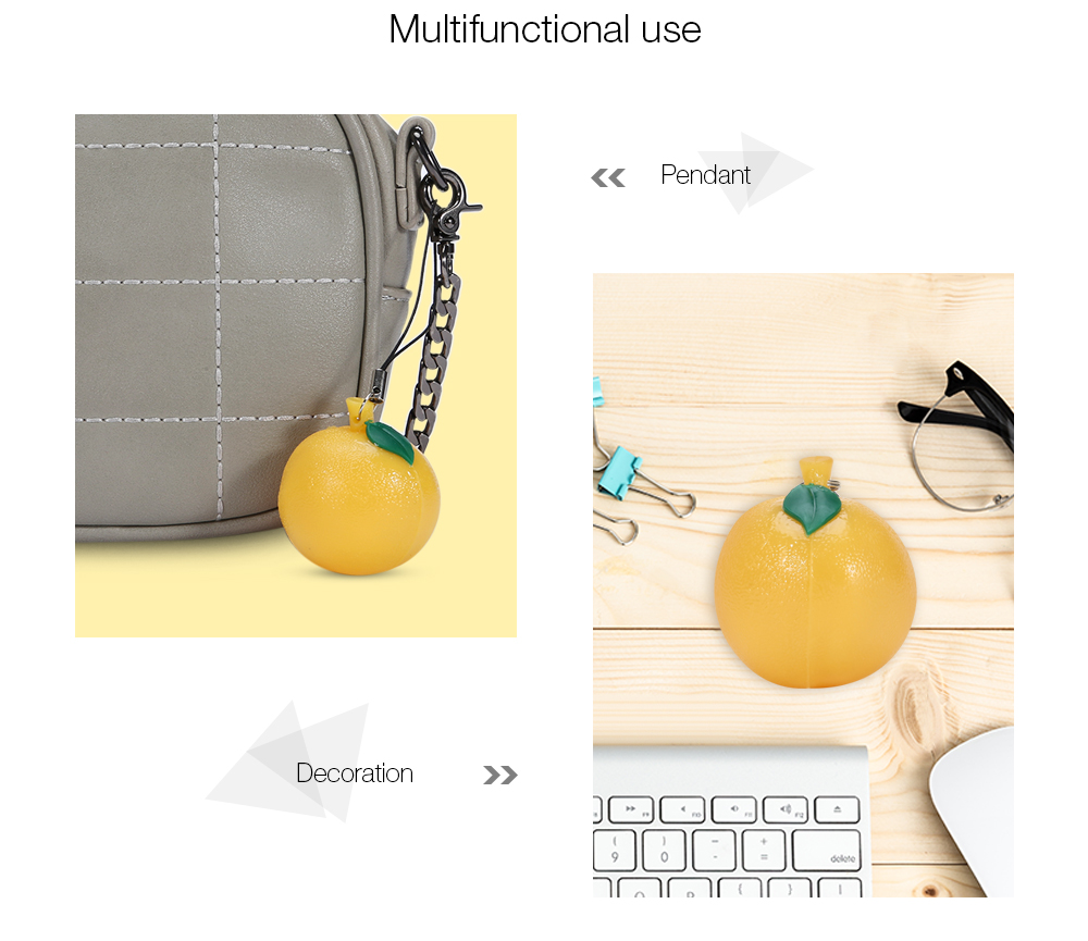 Squishy TPR Simulate Orange Squeeze Toy Pendant Decoration Stress Reliever