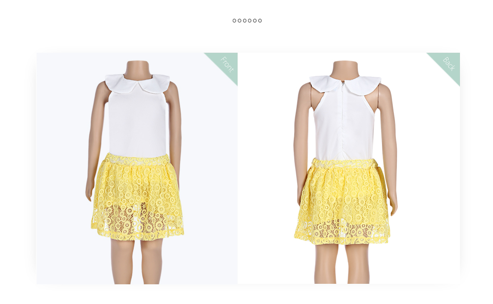 SOSOCOER 2pcs Girls Peter Pan Collar Sleeveless Chiffon Tank Top Lace Skirt SOSOCOER 2pcs Girls Peter Pan Collar Sleeveless Chiffon Tank Top Lace Skirt