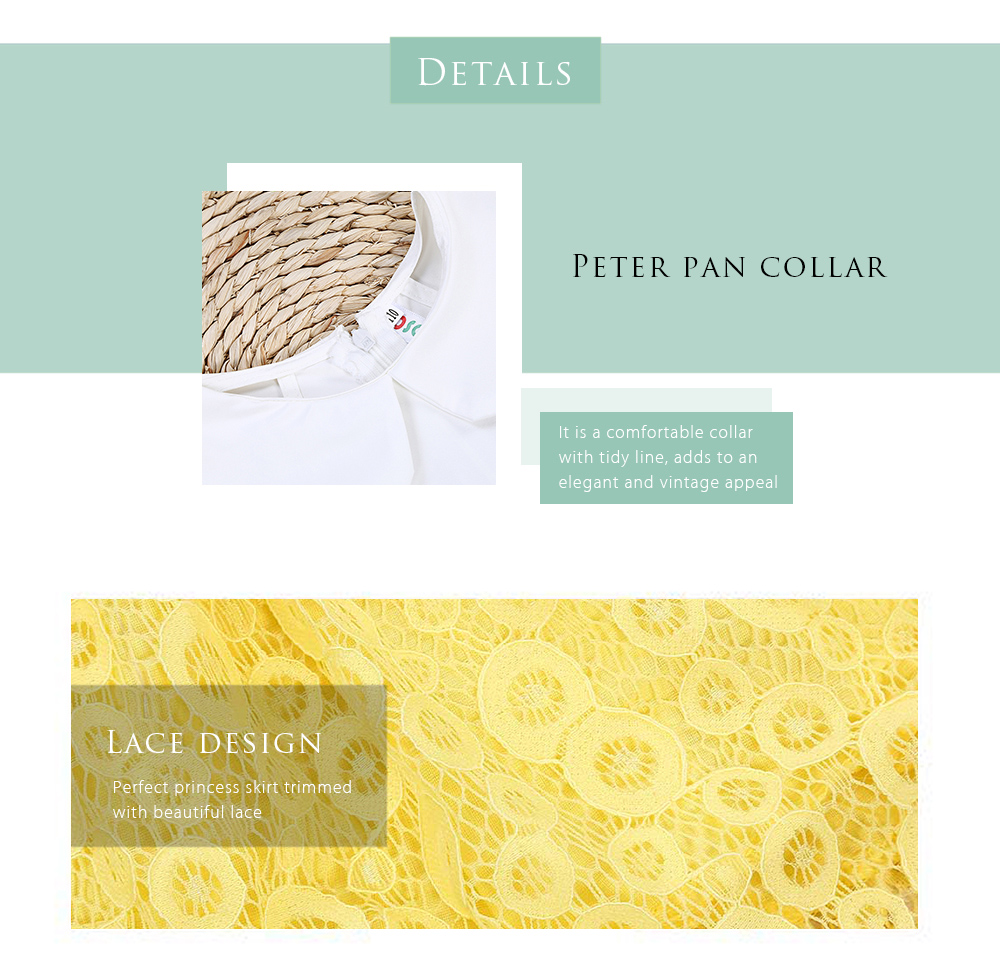 SOSOCOER 2pcs Girls Peter Pan Collar Sleeveless Chiffon Tank Top Lace Skirt SOSOCOER 2pcs Girls Peter Pan Collar Sleeveless Chiffon Tank Top Lace Skirt