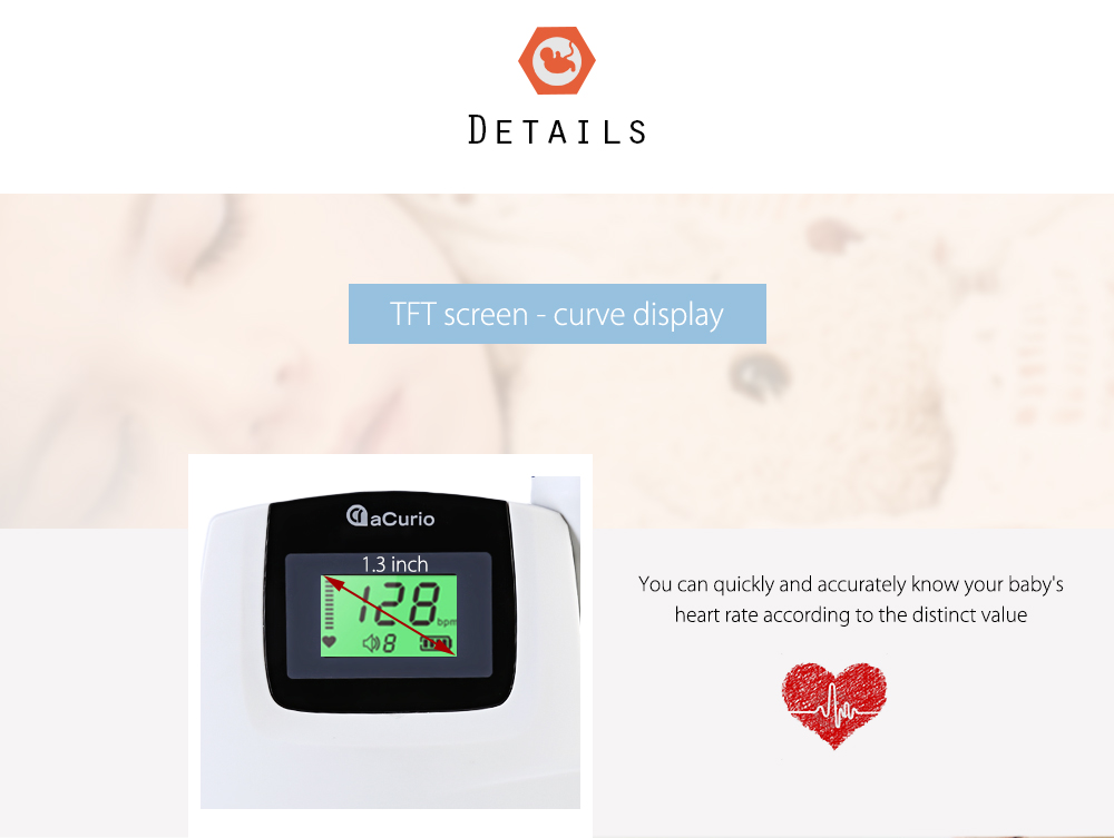 ACurio AF - 706 - L Pregnant Ultrasonic Fetal Doppler Prenatal Heart Rate Monitor ACurio AF - 706 - L Pregnant Ultrasonic Fetal Doppler Prenatal Heart Rate Monitor