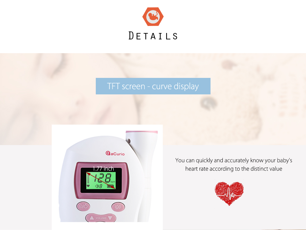ACurio AF - 703 - L Pregnant Ultrasonic Fetal Doppler Prenatal Heart Rate Monitor ACurio AF - 703 - L Pregnant Ultrasonic Fetal Doppler Prenatal Heart Rate Monitor