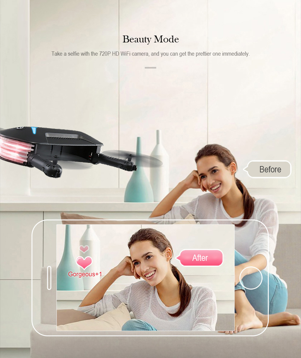 JJRC H37 MINI BABY ELFIE Foldable RC Drone RTF WiFi FPV 720P HD / G-sensor Controller / Waypoints
