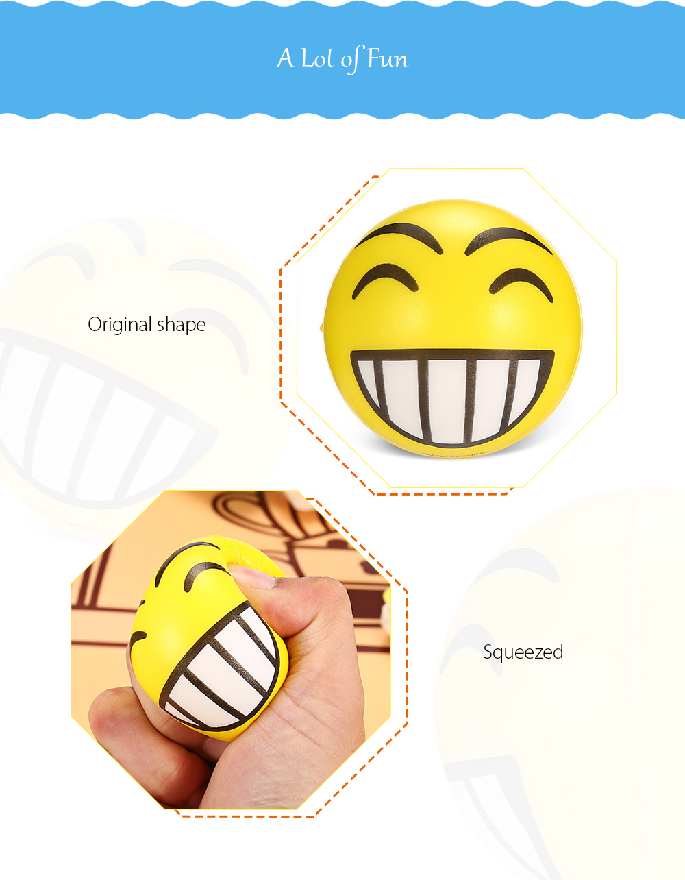 6.3cm Winking Smile Emoji PU Foam Squishy Toy Funny Stress Reliever Relaxation Gift