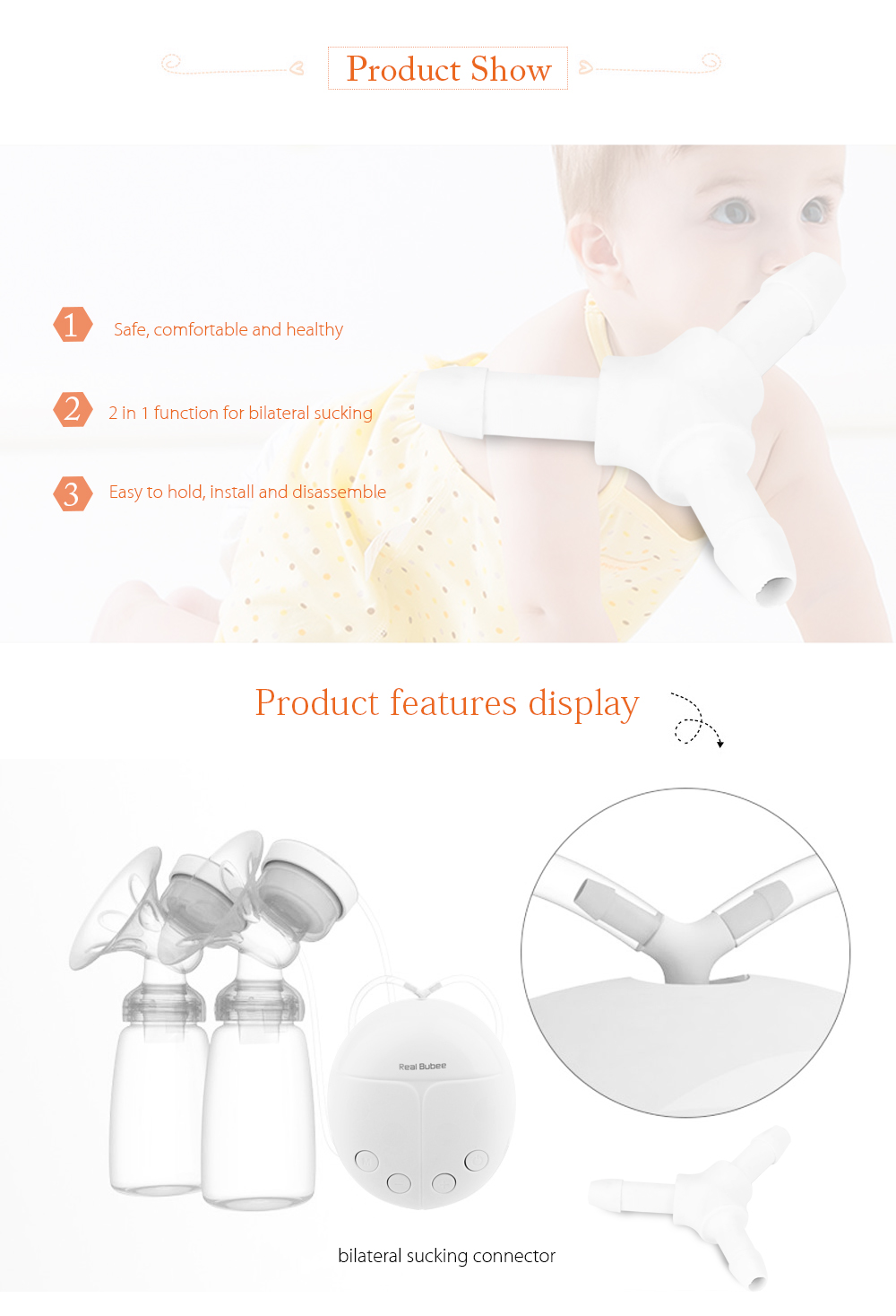 RealBubee 4pcs Double Breast Pump Accessory Sucking Connector Straws for Baby Breastfeeding RealBubee 4pcs Double Breast Pump Accessory Sucking Connector Straws for Baby Breastfeeding