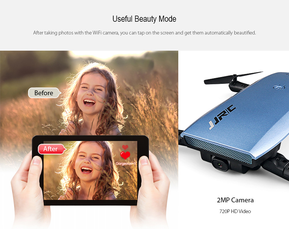 JJRC H47 ELFIE+ Foldable RC Pocket Selfie Drone RTF WiFi FPV 720P HD / G-sensor Controller / Waypoints