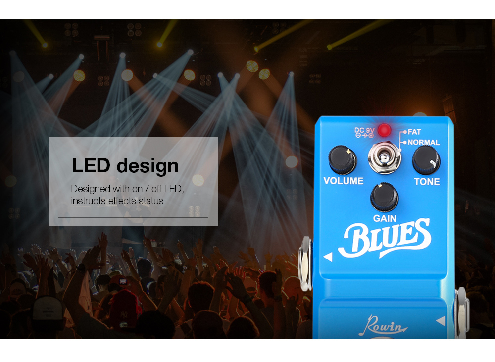 ROWIN Blues Style Overdrive Box Guitar Effect Pedal True Bypass Design Aluminum Alloy Housing