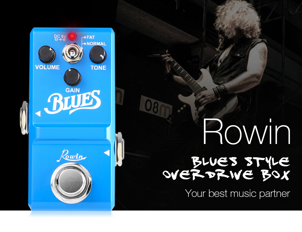 ROWIN Blues Style Overdrive Box Guitar Effect Pedal True Bypass Design Aluminum Alloy Housing