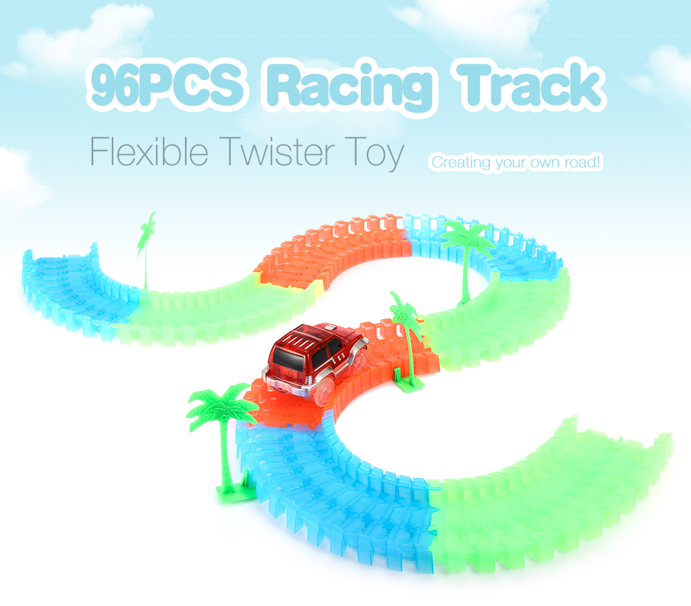 96PCS NO.228 DIY Luminous Racing Track Assembly Flexible Twister Car Toy