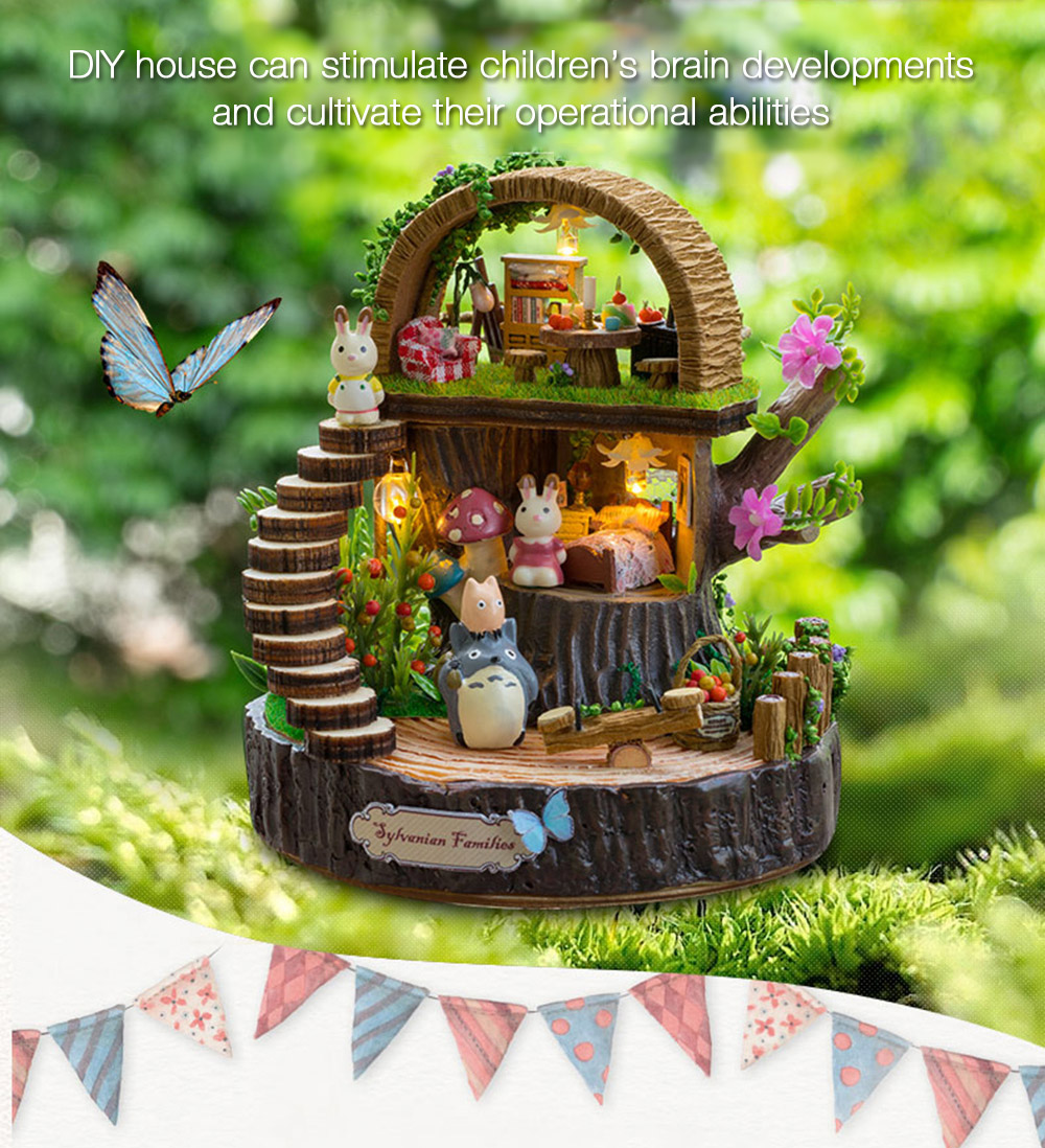 Handmade Dollhouse Miniature DIY Dolls House Kit with Furniture Handicraft 3D Puzzle Building Toys Gift Fantasy Forest