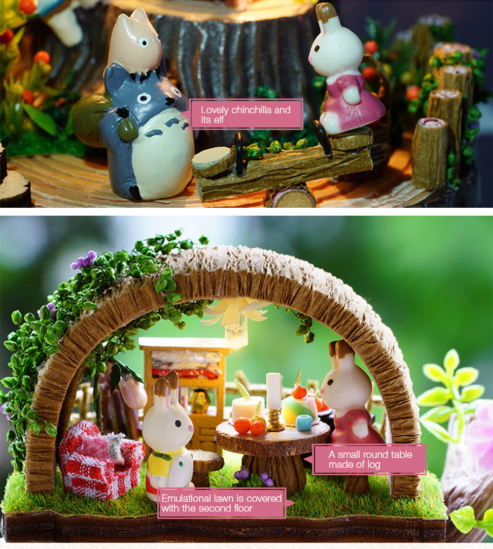 Handmade Dollhouse Miniature DIY Dolls House Kit with Furniture Handicraft 3D Puzzle Building Toys Gift Fantasy Forest