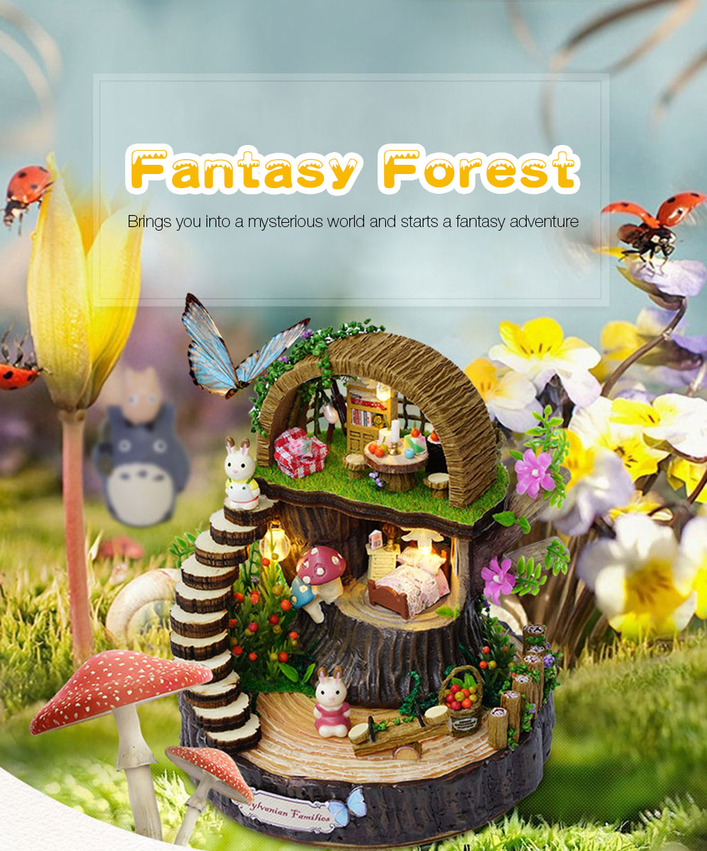 Handmade Dollhouse Miniature DIY Dolls House Kit with Furniture Handicraft 3D Puzzle Building Toys Gift Fantasy Forest Handmade Dollhouse Miniature DIY Dolls House Kit with Furniture Handicraft 3D Puzzle Building Toys Gift Fantasy Forest