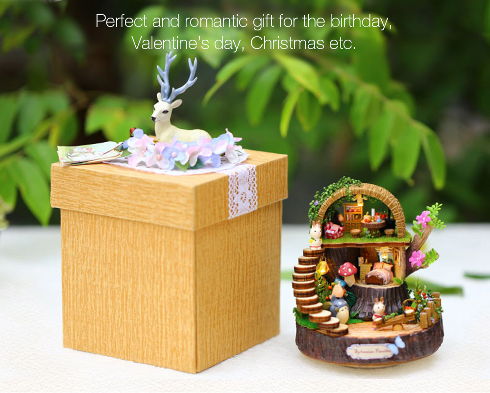 Handmade Dollhouse Miniature DIY Dolls House Kit with Furniture Handicraft 3D Puzzle Building Toys Gift Fantasy Forest