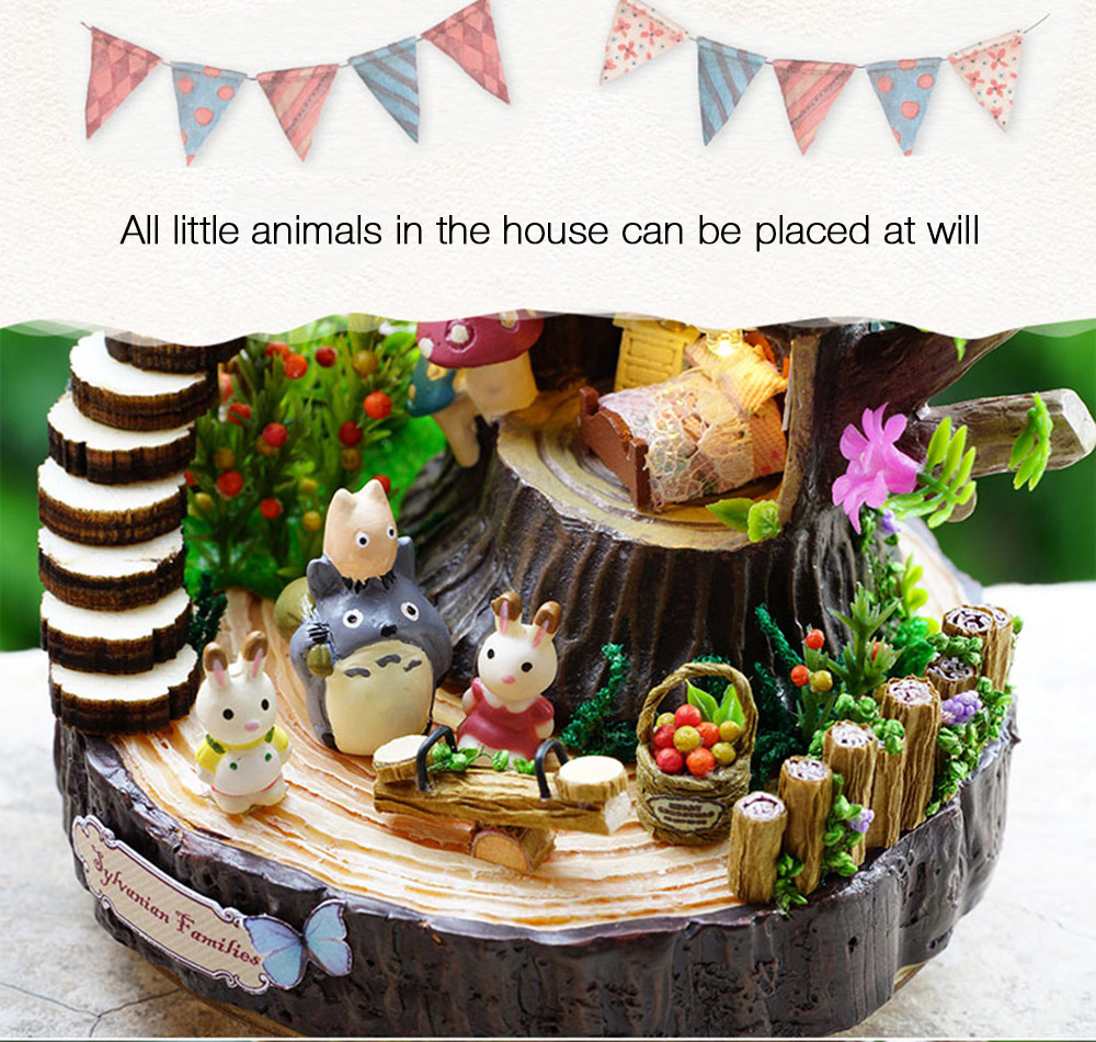 Handmade Dollhouse Miniature DIY Dolls House Kit with Furniture Handicraft 3D Puzzle Building Toys Gift Fantasy Forest