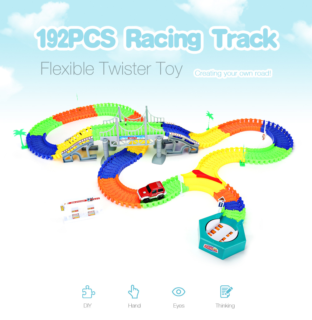 192PCS NO.258 DIY Racing Track Assembly Flexible Twister Car Toy