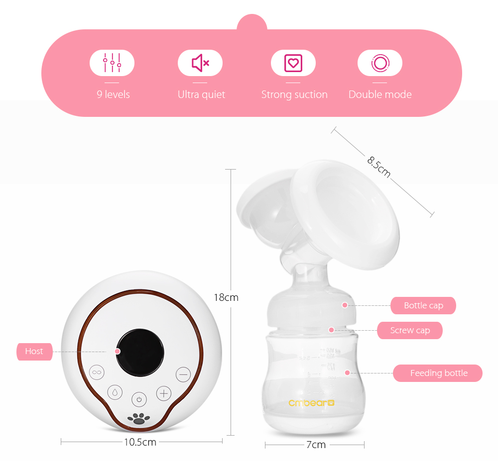 Cmbear LCD Display PP USB Electric Double Unilateral Breastfeeding Breast Pump Cmbear LCD Display PP USB Electric Double Unilateral Breastfeeding Breast Pump