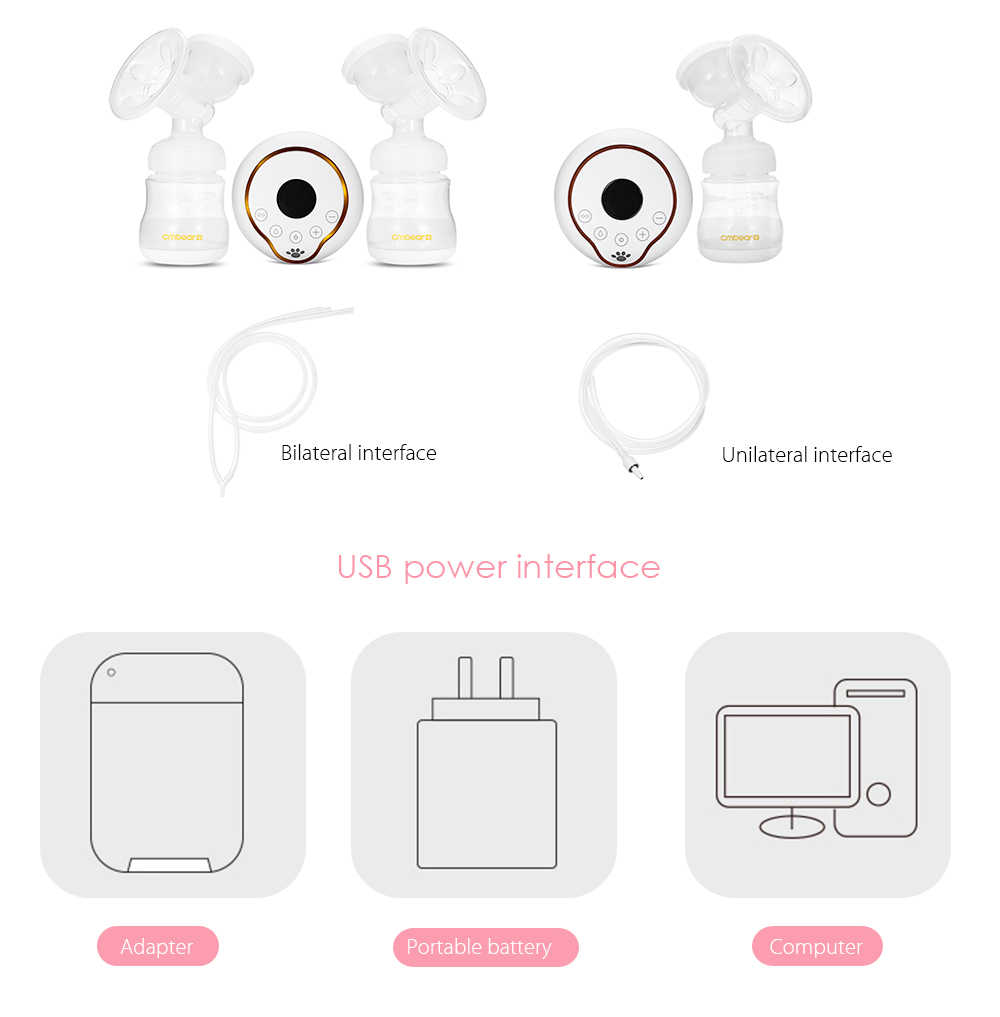 Cmbear LCD Display PP USB Electric Double Unilateral Breastfeeding Breast Pump Cmbear LCD Display PP USB Electric Double Unilateral Breastfeeding Breast Pump