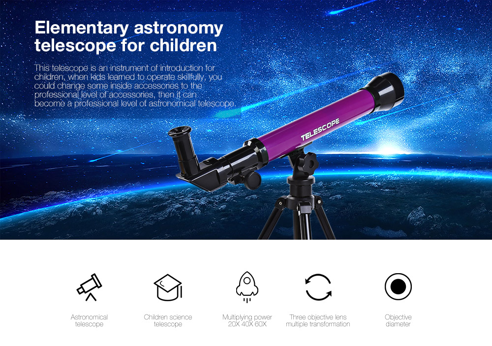 CHN AOHUA 3341 Kids Science Education Elementary Astronomy Telescope Eyepiece Toy