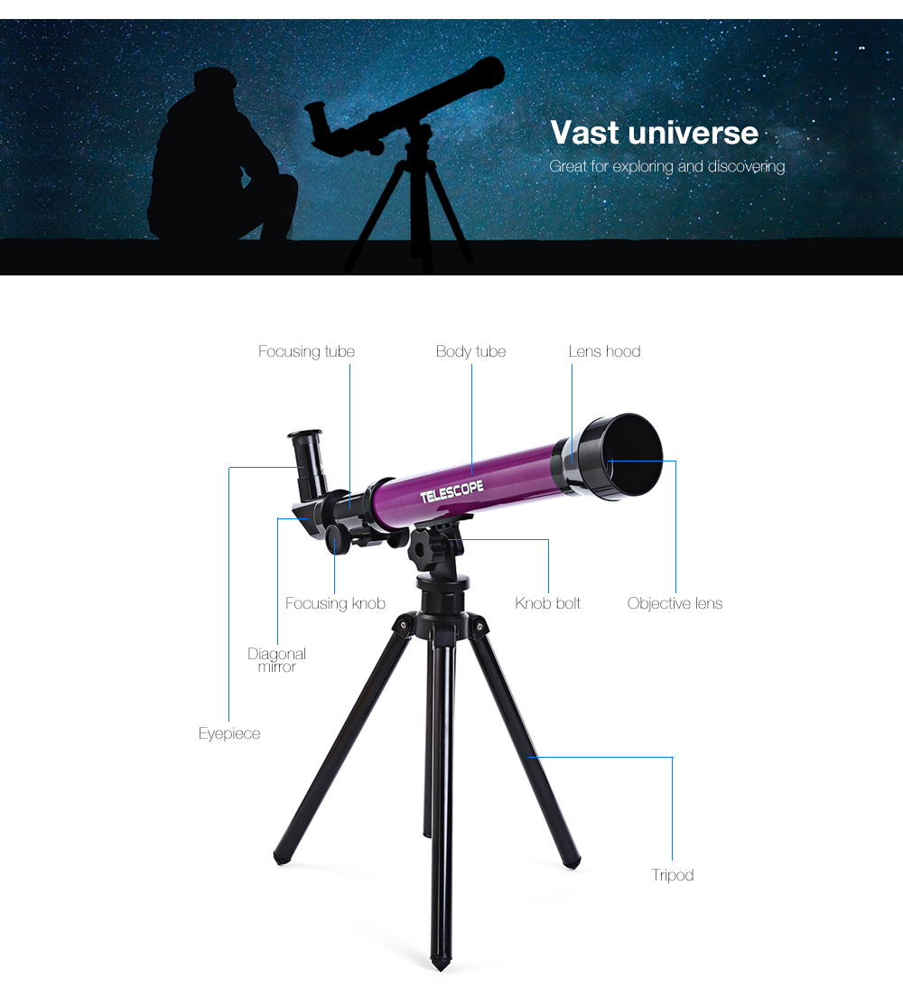 CHN AOHUA 3341 Kids Science Education Elementary Astronomy Telescope Eyepiece Toy