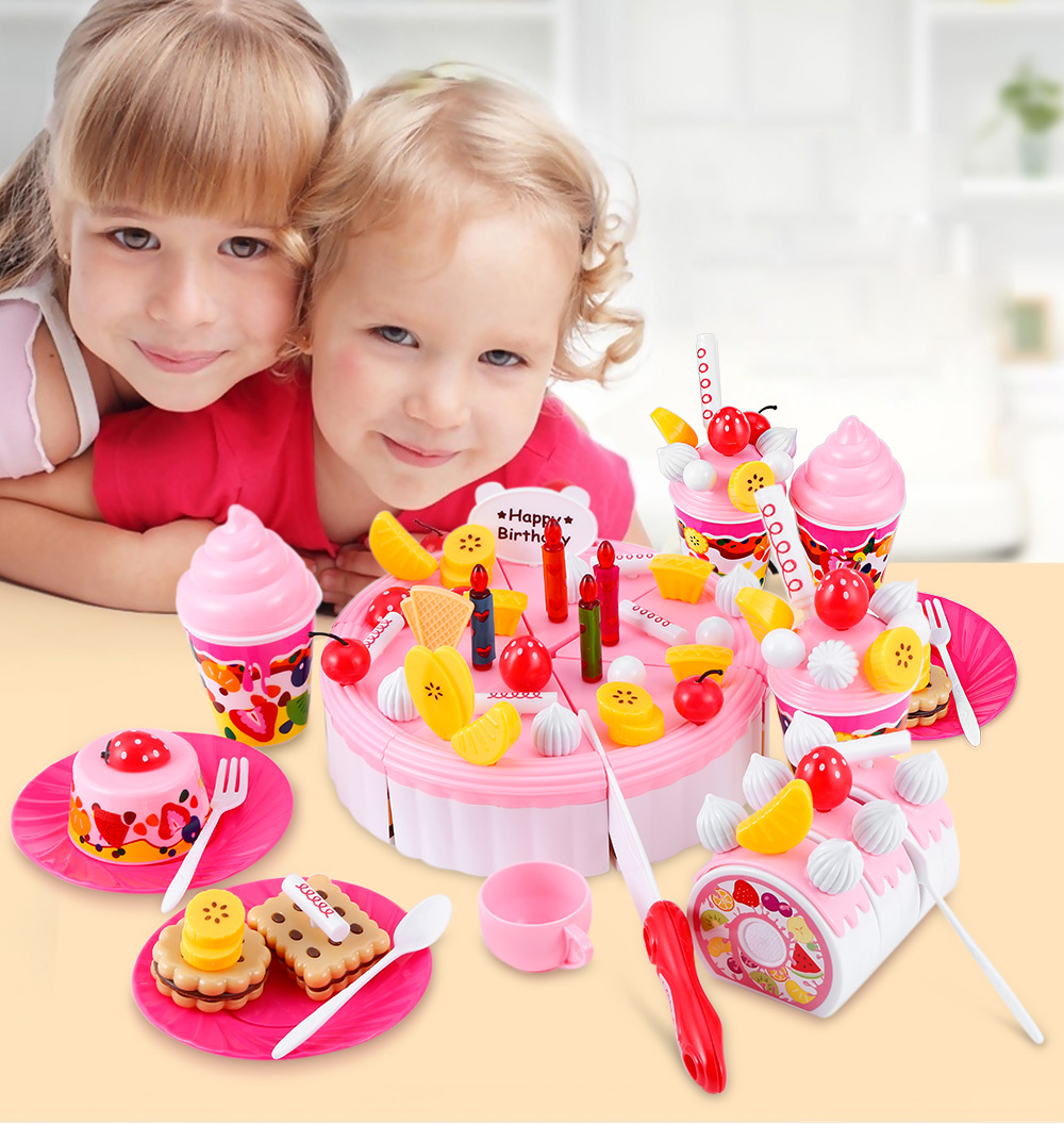 73PCS Birthday Party Food Fruit Cake Play Toy for Kids 73PCS Birthday Party Food Fruit Cake Play Toy for Kids