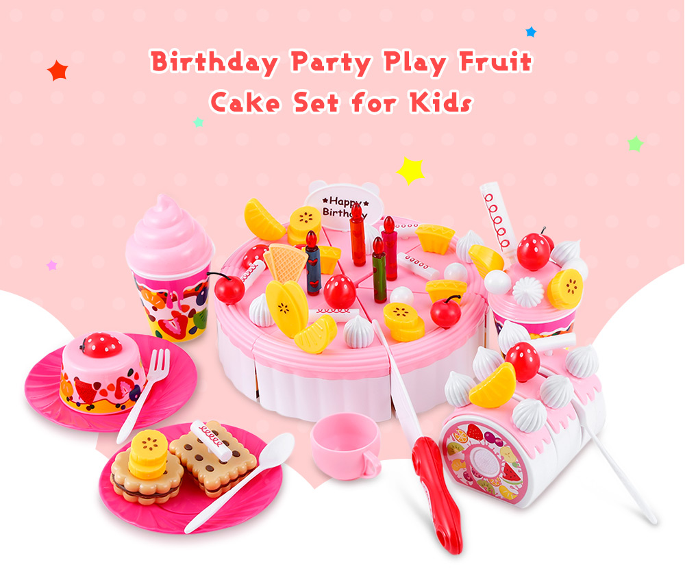 73PCS Birthday Party Food Fruit Cake Play Toy for Kids 73PCS Birthday Party Food Fruit Cake Play Toy for Kids