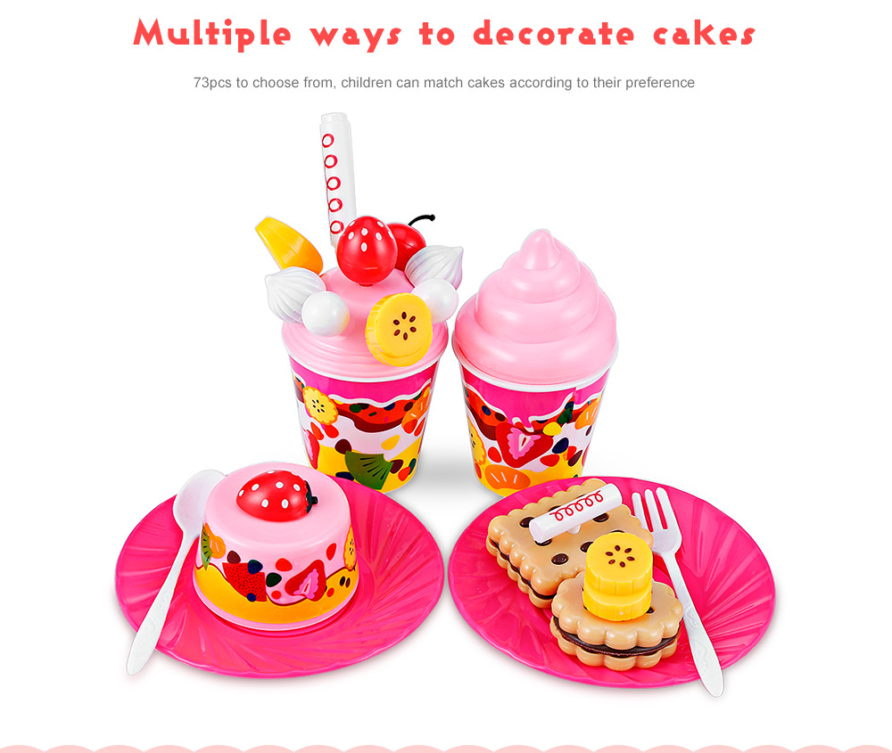 73PCS Birthday Party Food Fruit Cake Play Toy for Kids 73PCS Birthday Party Food Fruit Cake Play Toy for Kids