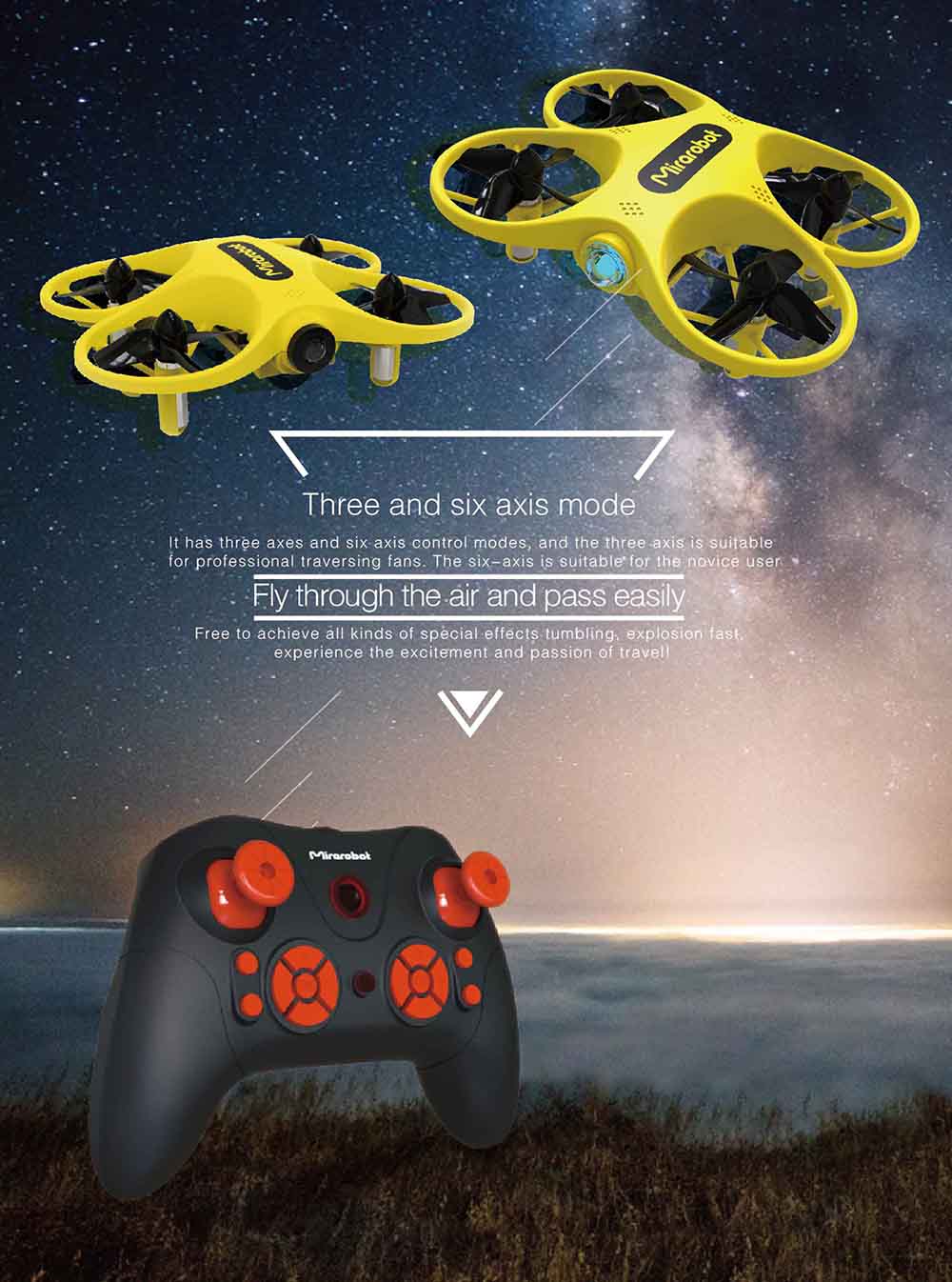 Mirarobot S60 Brushed RC Drone RTF 5.8G Transmitter Three and Six Axis Mode
