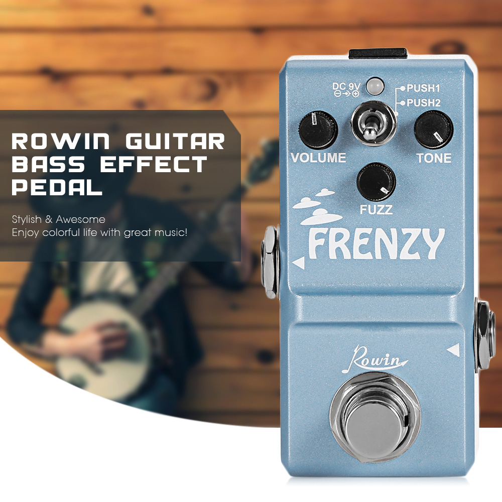 Rowin Mini Classic Fuzz Base Guitar Effect Pedal with True Bypass