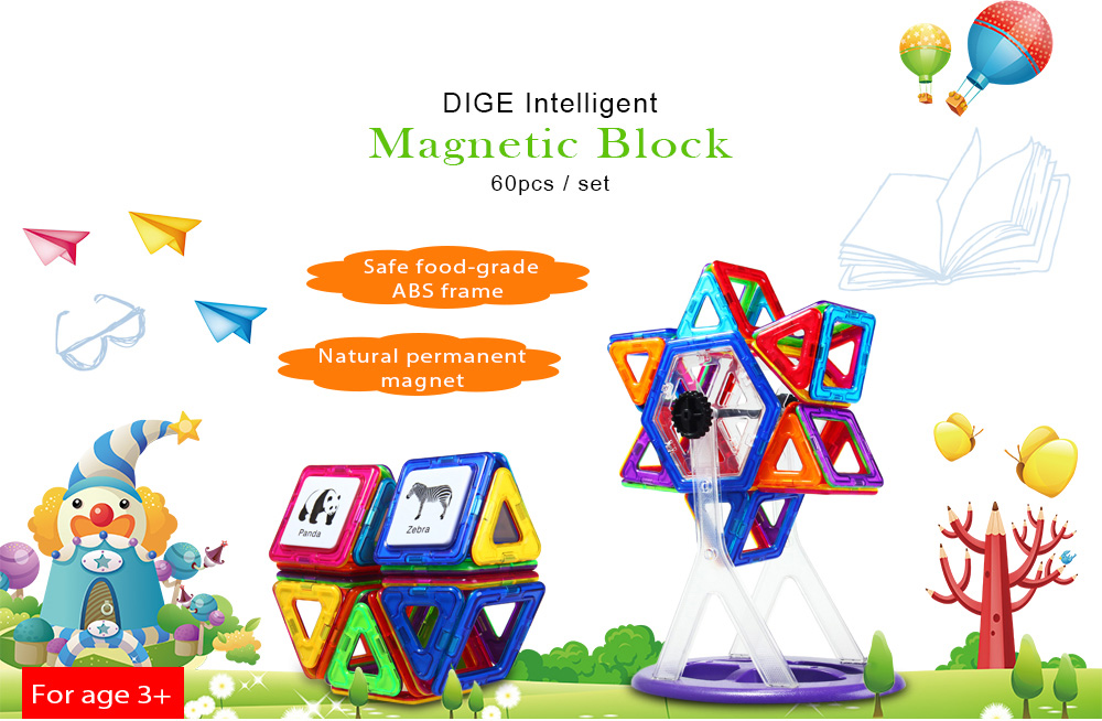 DIGE 60Pcs Magic Magnetic Block Educational Toy