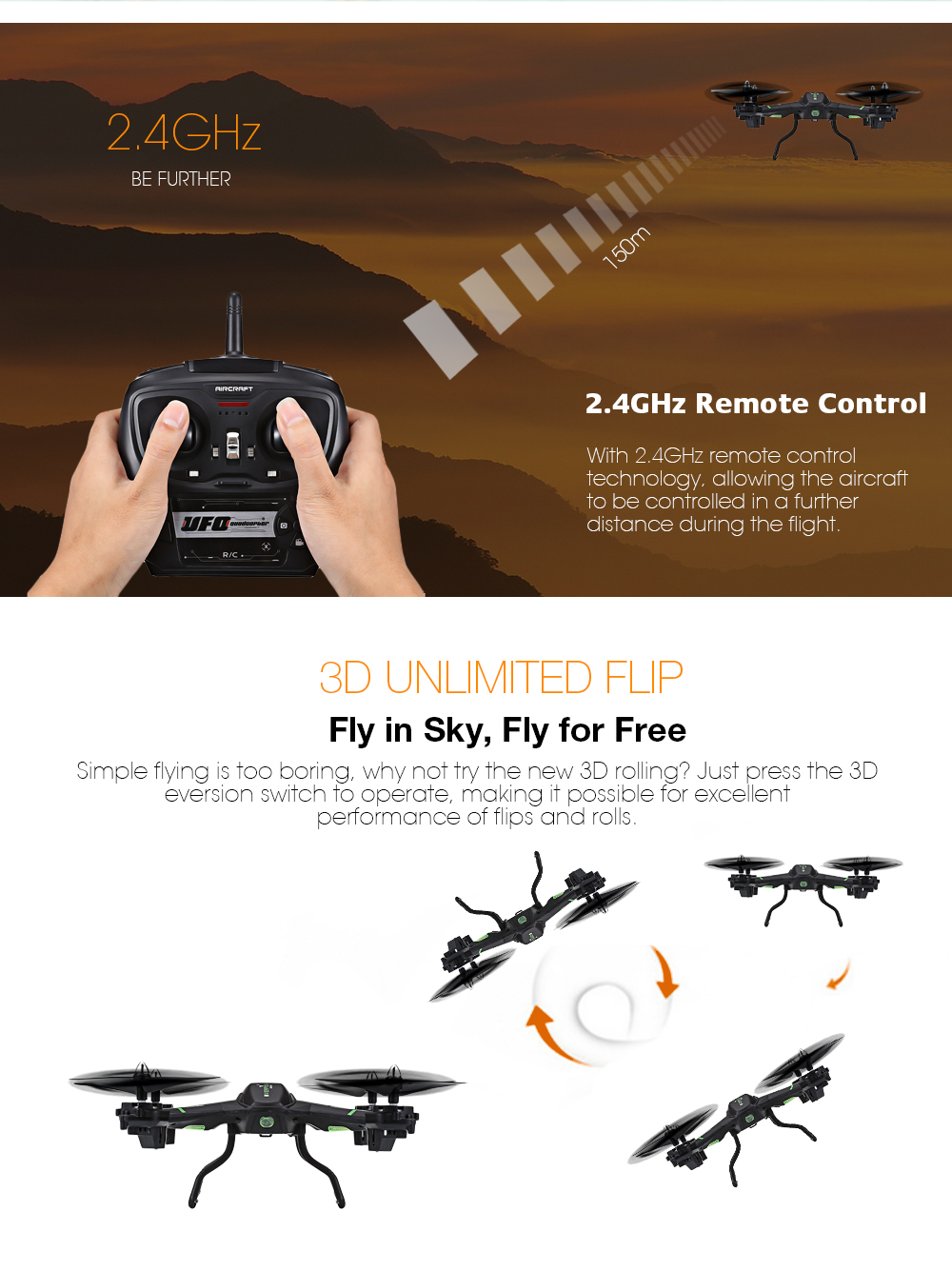 S5 RC Quadcopter 2.4G 4CH 6-axis Gyro Headless High Hold Mode 3D Unlimited Flip Drone RTF