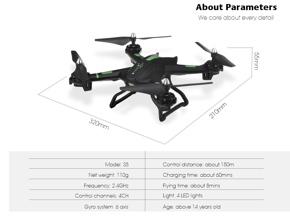 S5 RC Quadcopter 2.4G 4CH 6-axis Gyro Headless High Hold Mode 3D Unlimited Flip Drone RTF S5 RC Quadcopter 2.4G 4CH 6-axis Gyro Headless High Hold Mode 3D Unlimited Flip Drone RTF