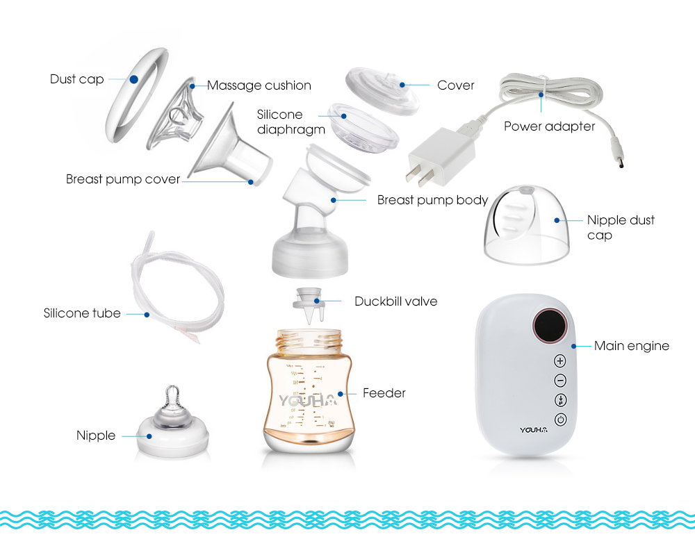 YOUHA Creative Bilateral Electric Breast Pump with Baby Milk Bottle