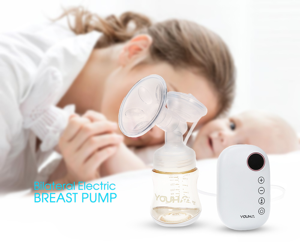 YOUHA Creative Bilateral Electric Breast Pump with Baby Milk Bottle