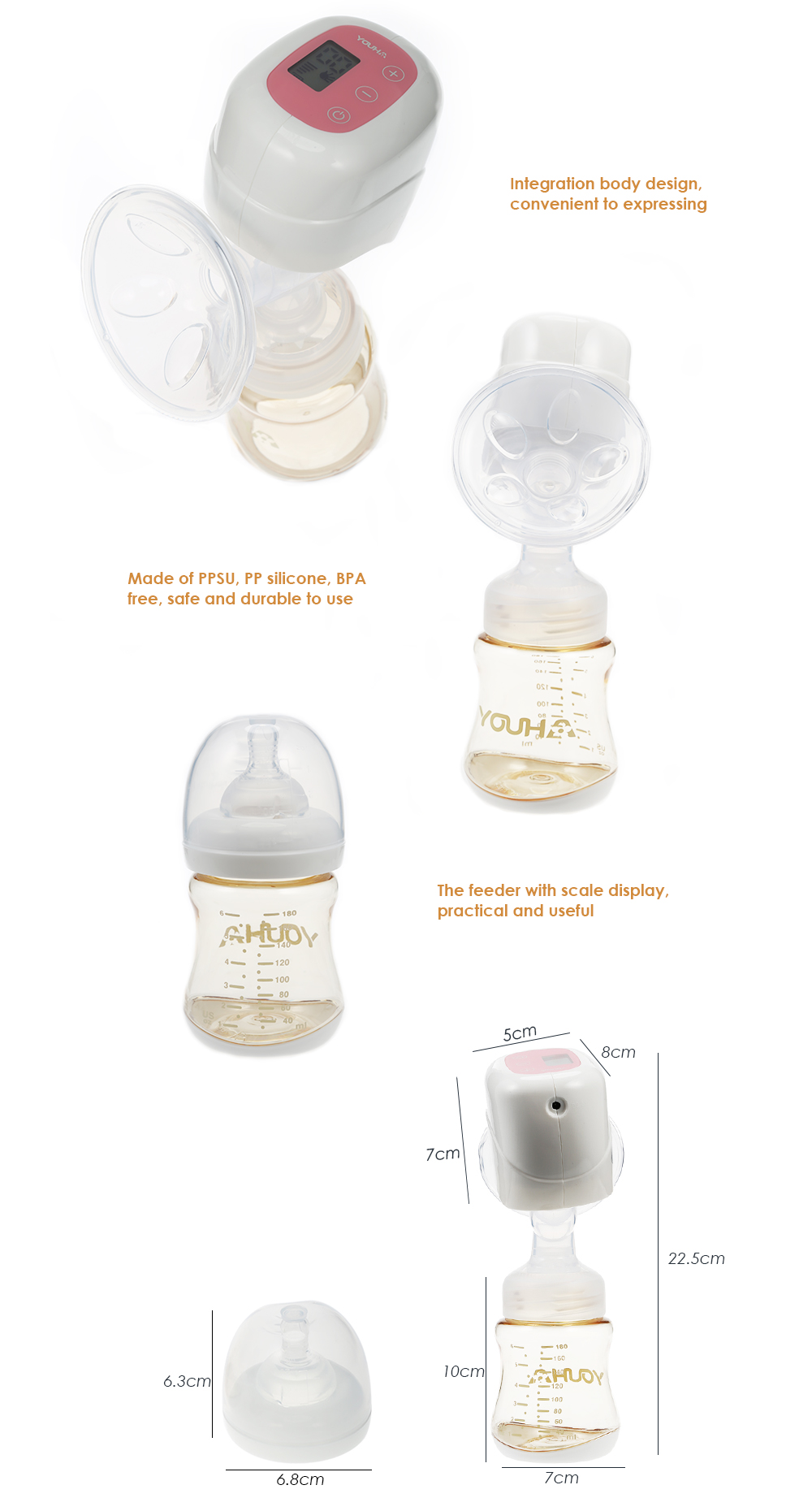 YOUHA Integration Electric Breast Pump with Baby Milk Bottle YOUHA Integration Electric Breast Pump with Baby Milk Bottle