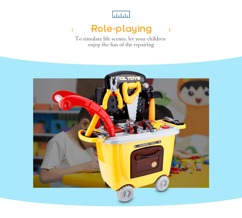 Ranxian RX1900-9 27pcs Kids Trolley Toys Children Simulation Repair Tools Educational Pretend Play Bauble