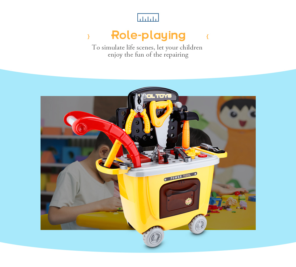 Ranxian RX1900-9 27pcs Kids Trolley Toys Children Simulation Repair Tools Educational Pretend Play Bauble Ranxian RX1900-9 27pcs Kids Trolley Toys Children Simulation Repair Tools Educational Pretend Play Bauble