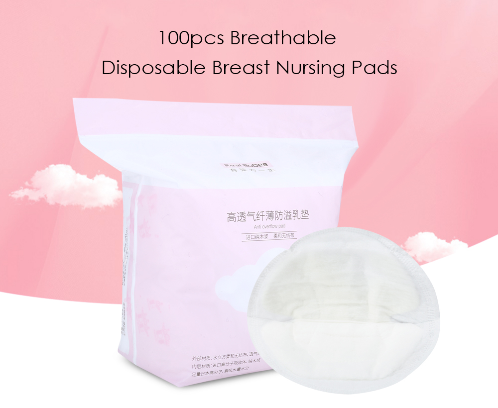 RealBubee 100pcs Disposable Breathable Anti-spill Leak-proof Breast Nursing Pads