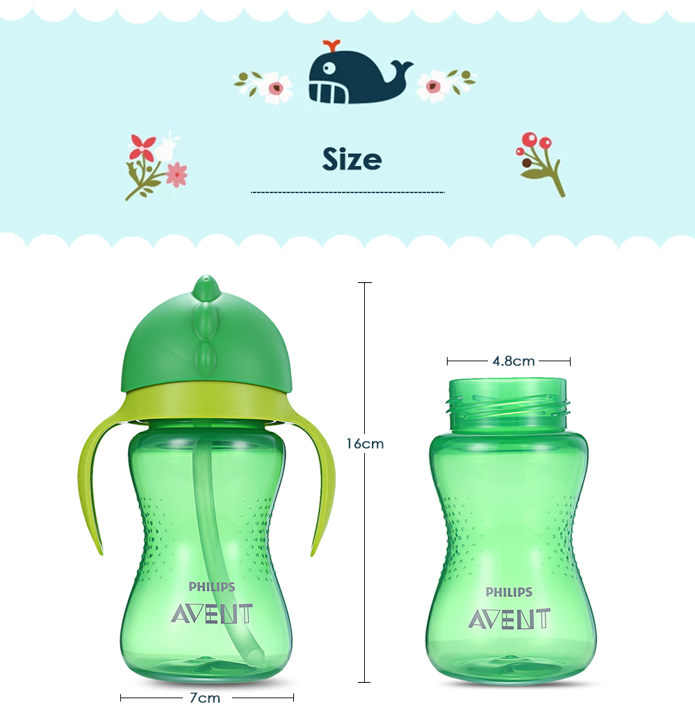 Avent 10oz / 300ml Baby Soft Handle Straw Bottle Training Drinking Cup